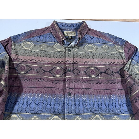 Cabela's Deerskin Soft Chamois Aztec Long Sleeve Button Up Shirt Men's XL - Picture 8 of 11